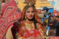 Frau in Tracht, Rajasthan, Indien